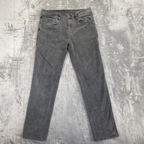 PRANA Slim Fit Corduroy Straight Jeans Men's Size 33x32 Gray Denim - Picture 1 of 9
